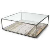Floating Plane Coffee Table - Travertine/Bronze - undefined