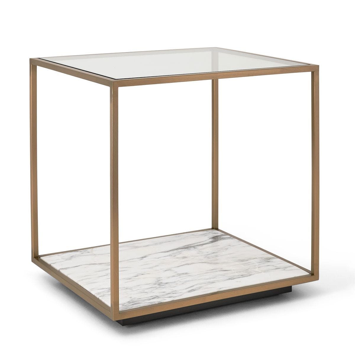 Floating Plane End Table - Marble/Brass - undefined