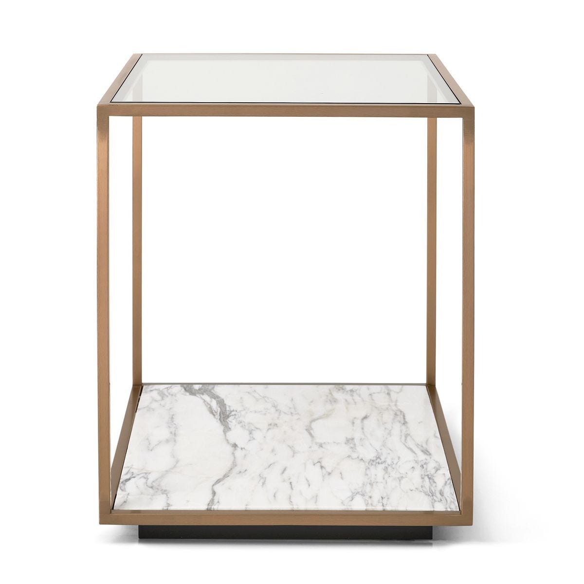 Floating Plane End Table - Marble/Brass - undefined