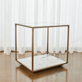 Floating Plane End Table - Marble/Brass - undefined