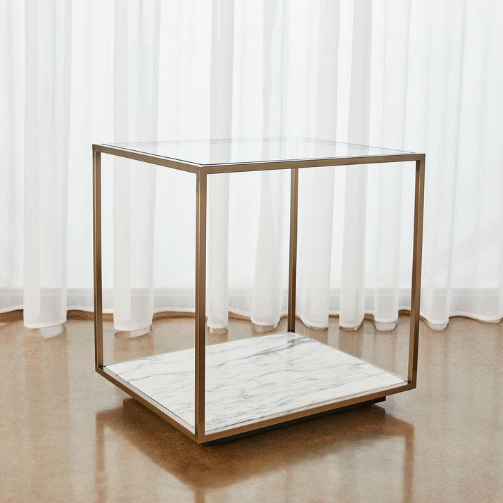 Floating Plane End Table - Marble/Brass - undefined