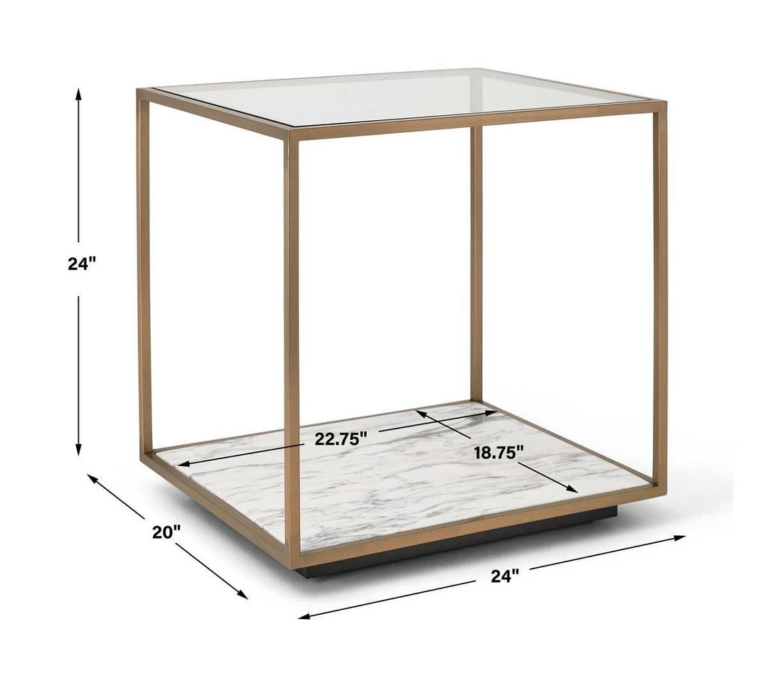 Floating Plane End Table - Marble/Brass - undefined