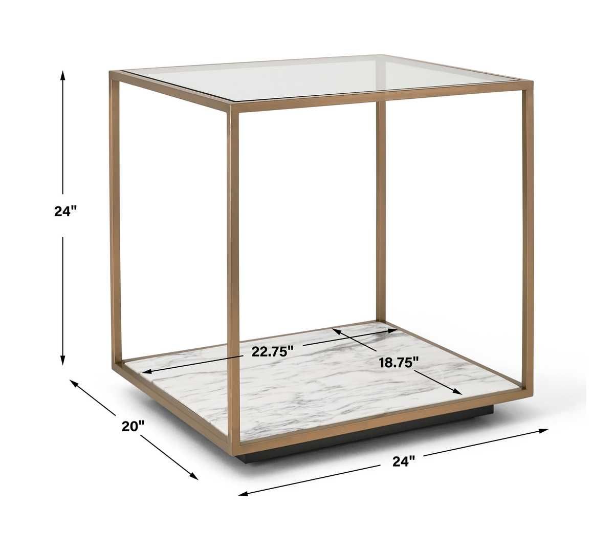 Floating Plane End Table - Marble/Brass - undefined
