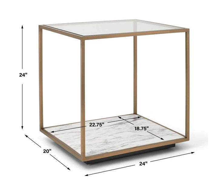 Floating Plane End Table - Marble/Brass - undefined