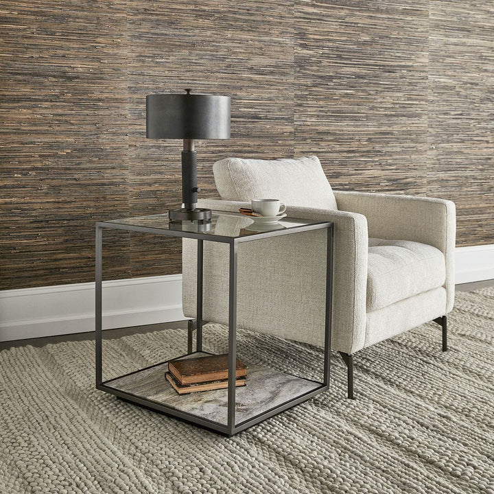Floating Plane End Table - Travertine/Bronze - undefined
