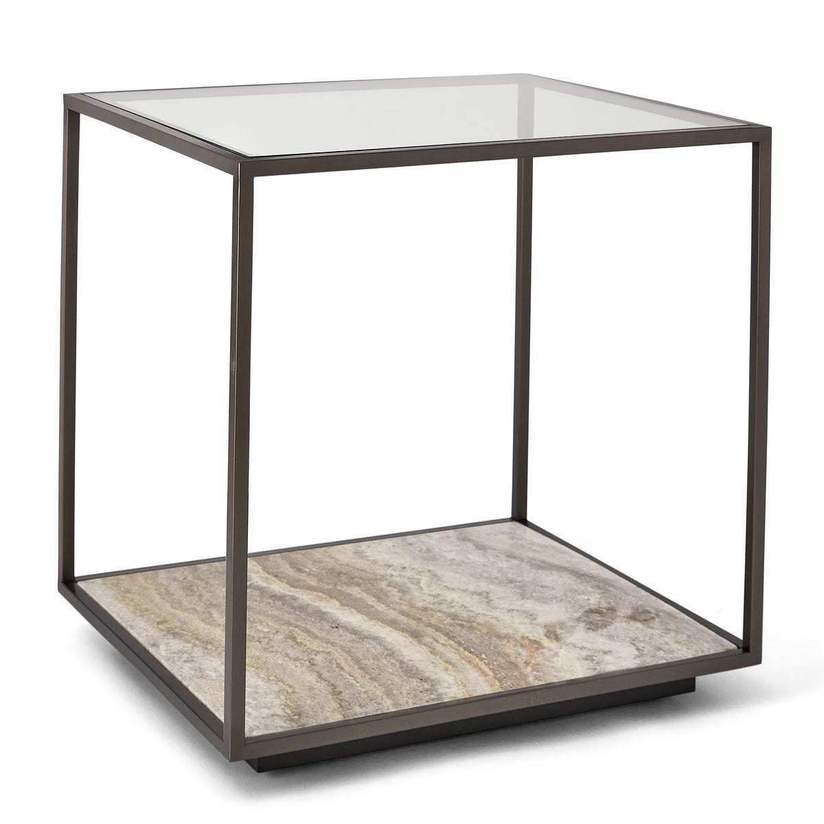 Floating Plane End Table - Travertine/Bronze - undefined