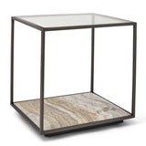 Floating Plane End Table - Travertine/Bronze - undefined