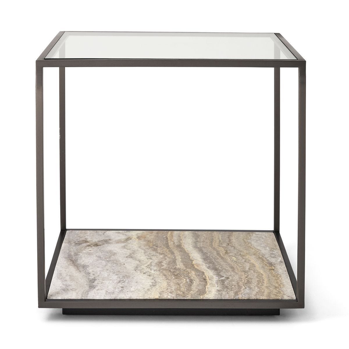 Floating Plane End Table - Travertine/Bronze - undefined