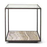 Floating Plane End Table - Travertine/Bronze - undefined