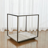 Floating Plane End Table - Travertine/Bronze - undefined
