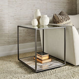 Floating Plane End Table - Travertine/Bronze - undefined