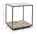 Floating Plane End Table - Travertine/Bronze - undefined