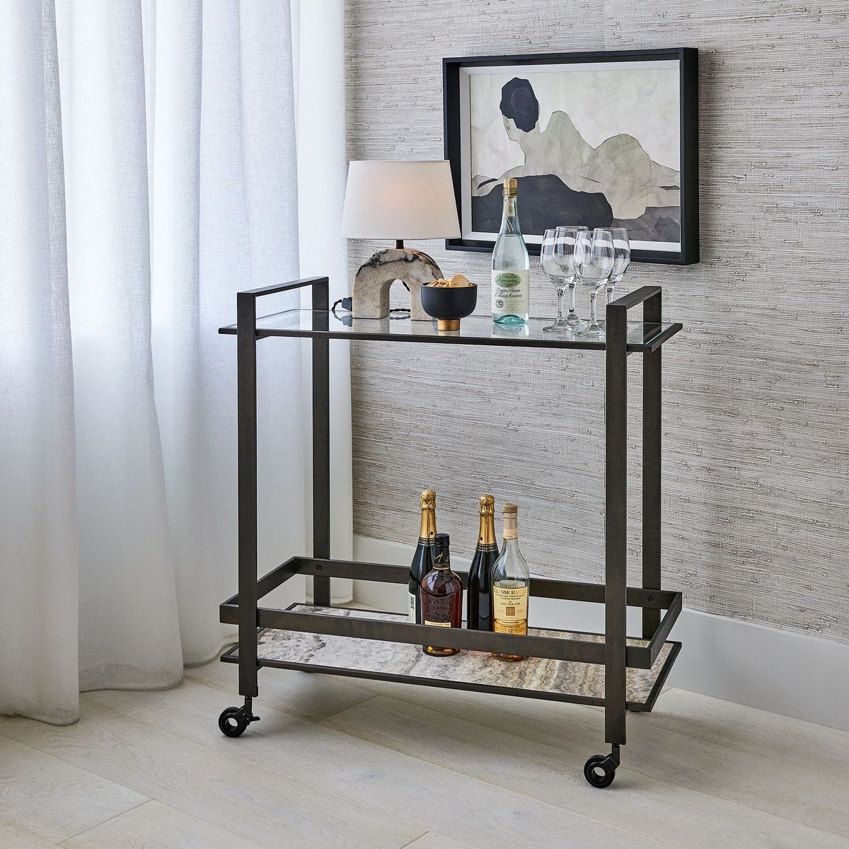 Roll Along Bar Cart - Bronze - undefined