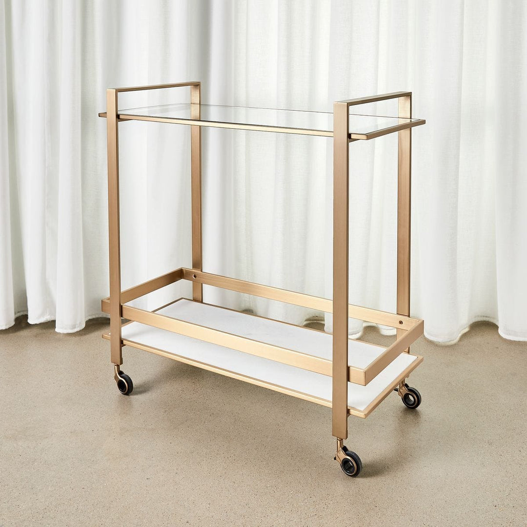 Roll Along Bar Cart - Brass - undefined