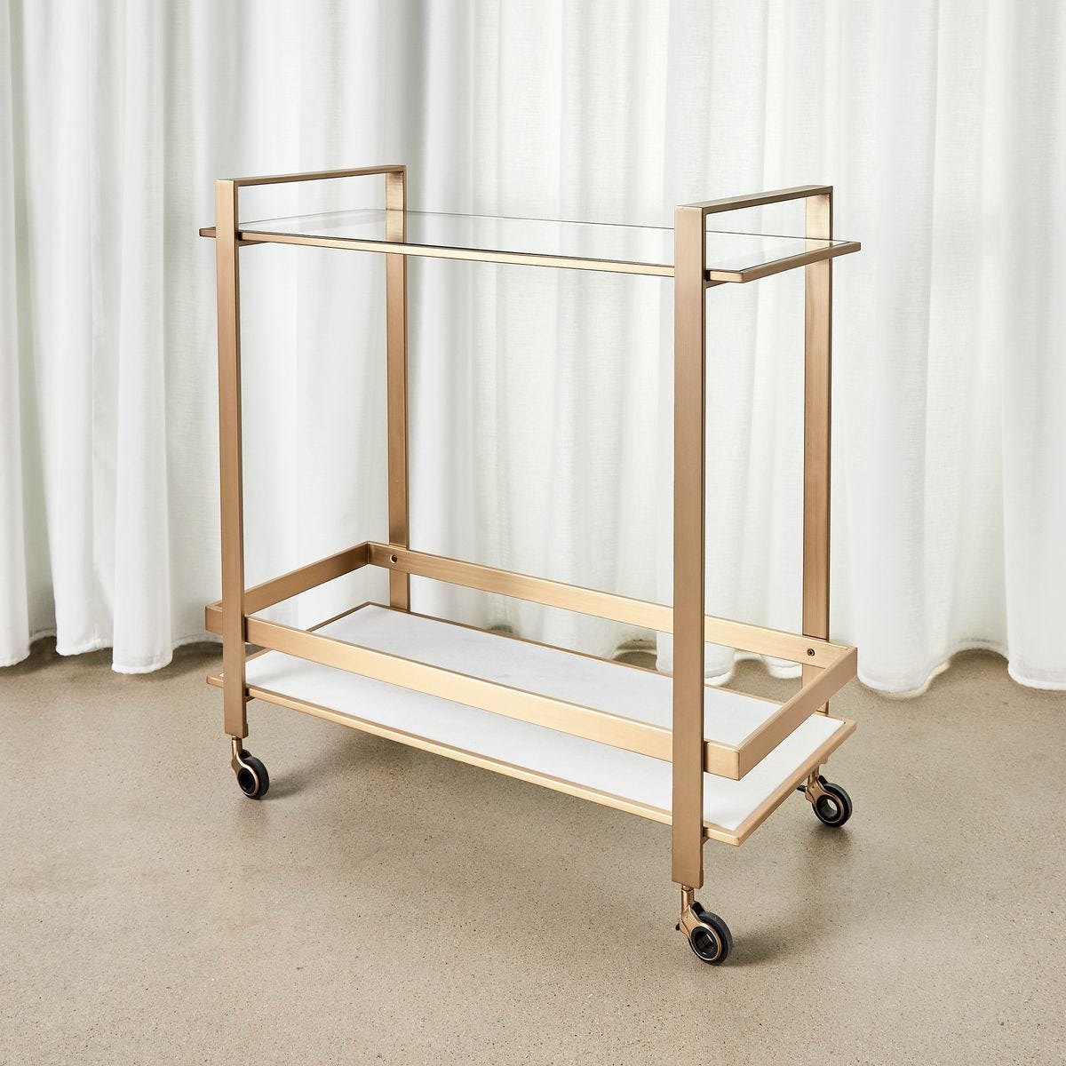 Roll Along Bar Cart - Brass - undefined