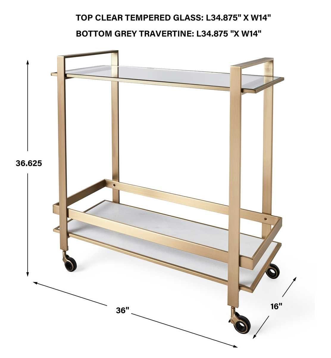 Roll Along Bar Cart - Brass - undefined