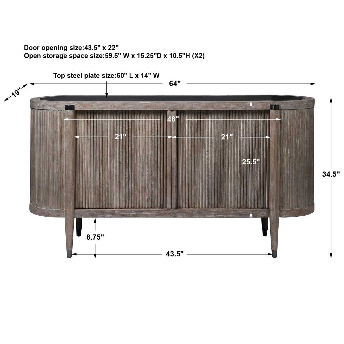 Tambour Cabinet - Natural Wash - undefined
