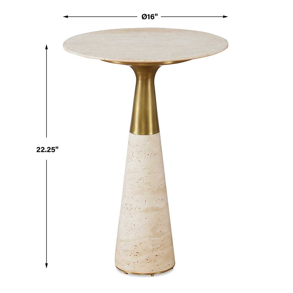 Pier Accent Table - Beige Travertine - undefined