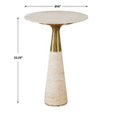 Pier Accent Table - Beige Travertine - undefined