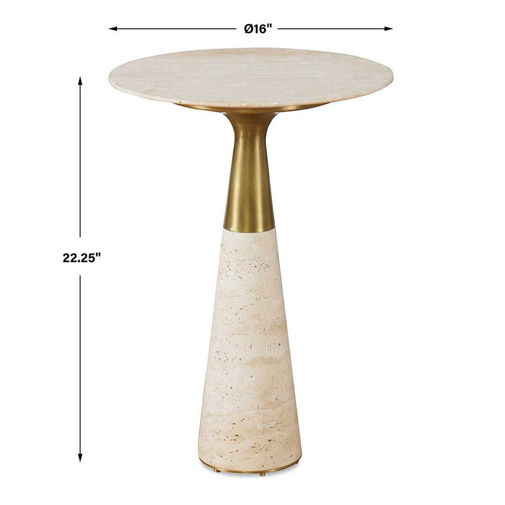 Pier Accent Table - Beige Travertine - undefined