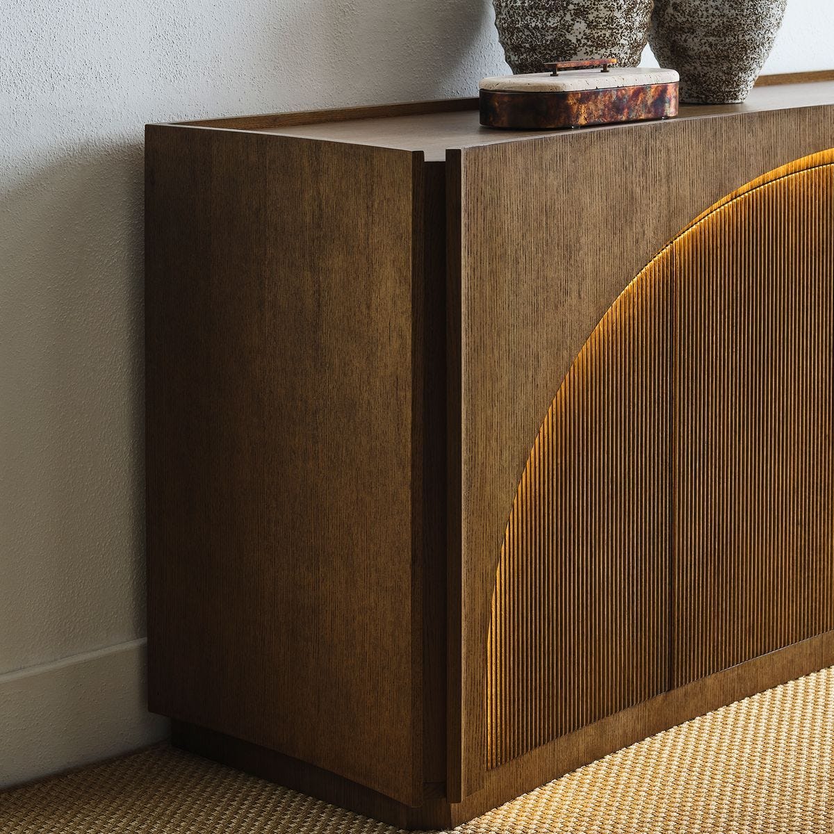 High Light, Lighted 4 Door Console Cabinet - undefined