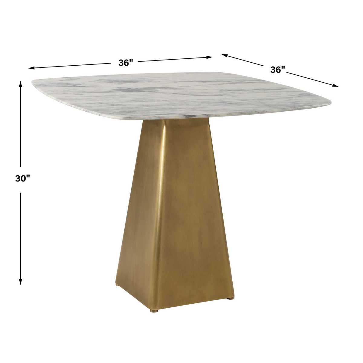 Equilateral Bistro Table in Arabescato and Brass - undefined