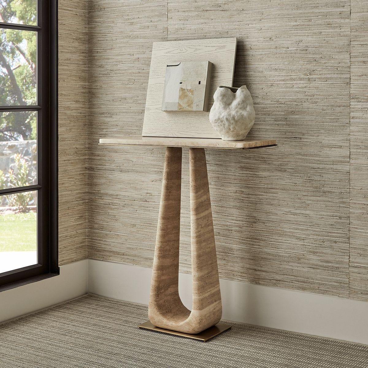 About Turn Console Table in Travertine - undefined