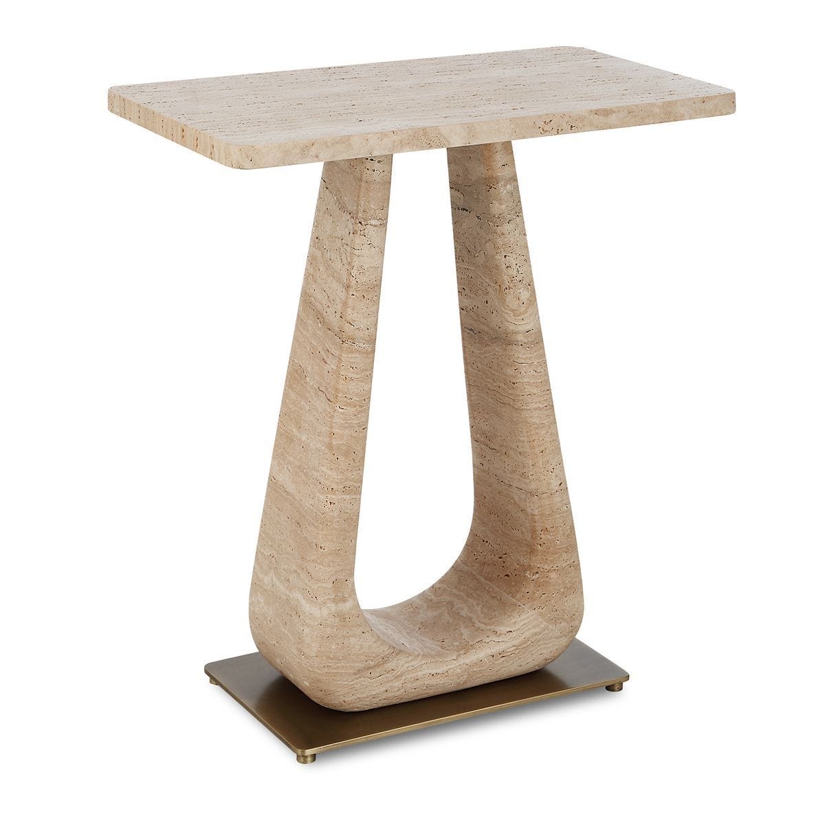 About Turn Side Table in Travertine - undefined