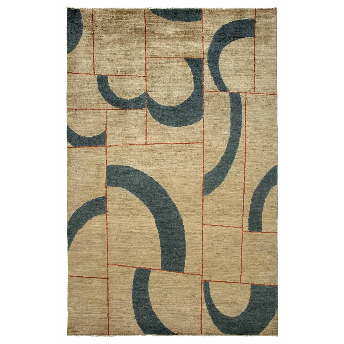 Bauhaus matta från Nobilis i sand/petrol, sedd ovanifrån