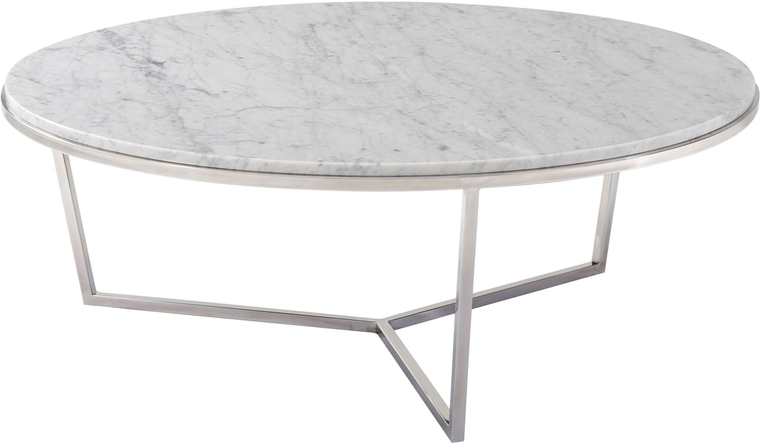 Large Round Coffee Table Fisher in Marble & Nickel