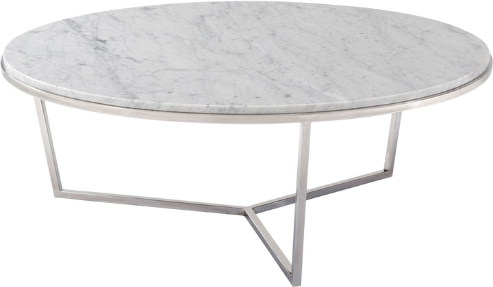 Large Round Coffee Table Fisher in Marble & Nickel