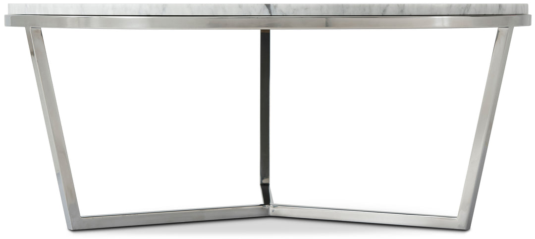 Small Round Coffee Table Fisher in Marble & Nickel
