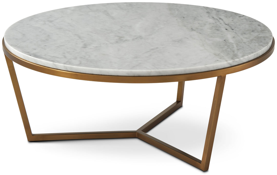 Small Round Coffee Table Fisher in Marble & Brass