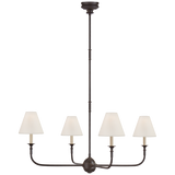 Piaf Taklampa – Aged Iron And Ebonized Oak With Linen Shades