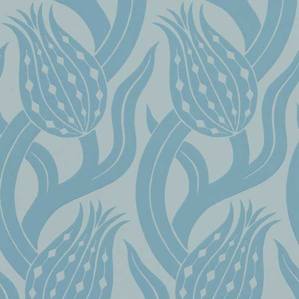 Zoffany Tapet Persian Tulip Tapetprov - Blue Stone