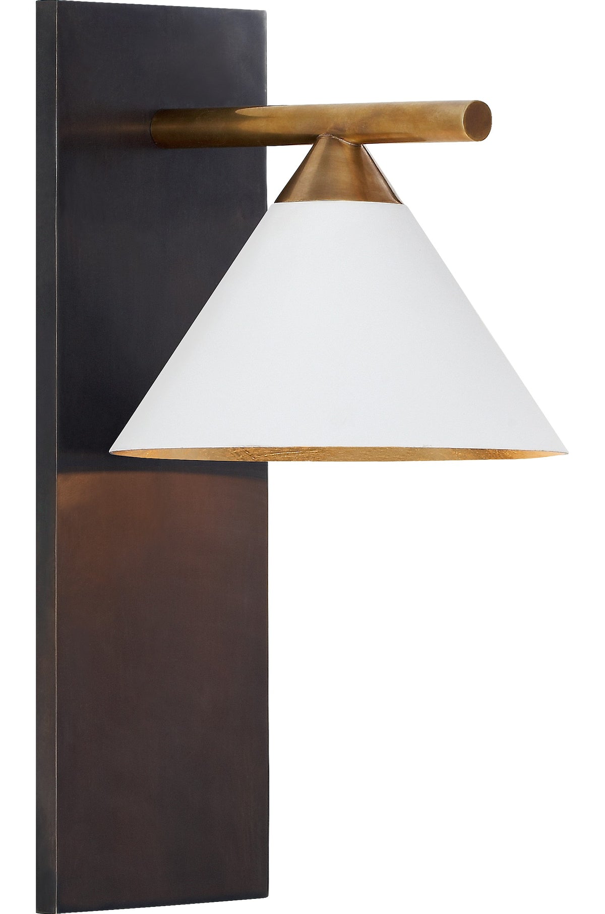 Cleo Vägglampa — Kelly Wearstler for Visual Comfort & Co. — Bronze and Antique-Burnished Brass with Matte White Shade