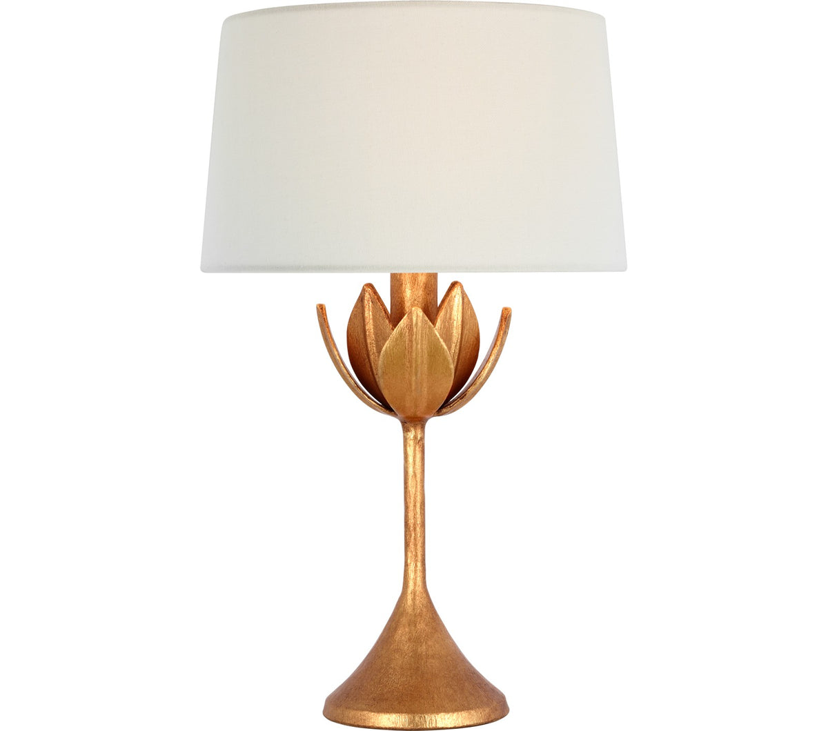 Alberto 17" Cordless Table Lamp — Julie Neill for Visual Comfort & Co. — Antique Gold Leaf with Linen Shade