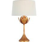 Alberto 17" Cordless Table Lamp — Julie Neill for Visual Comfort & Co. — Antique Gold Leaf with Linen Shade