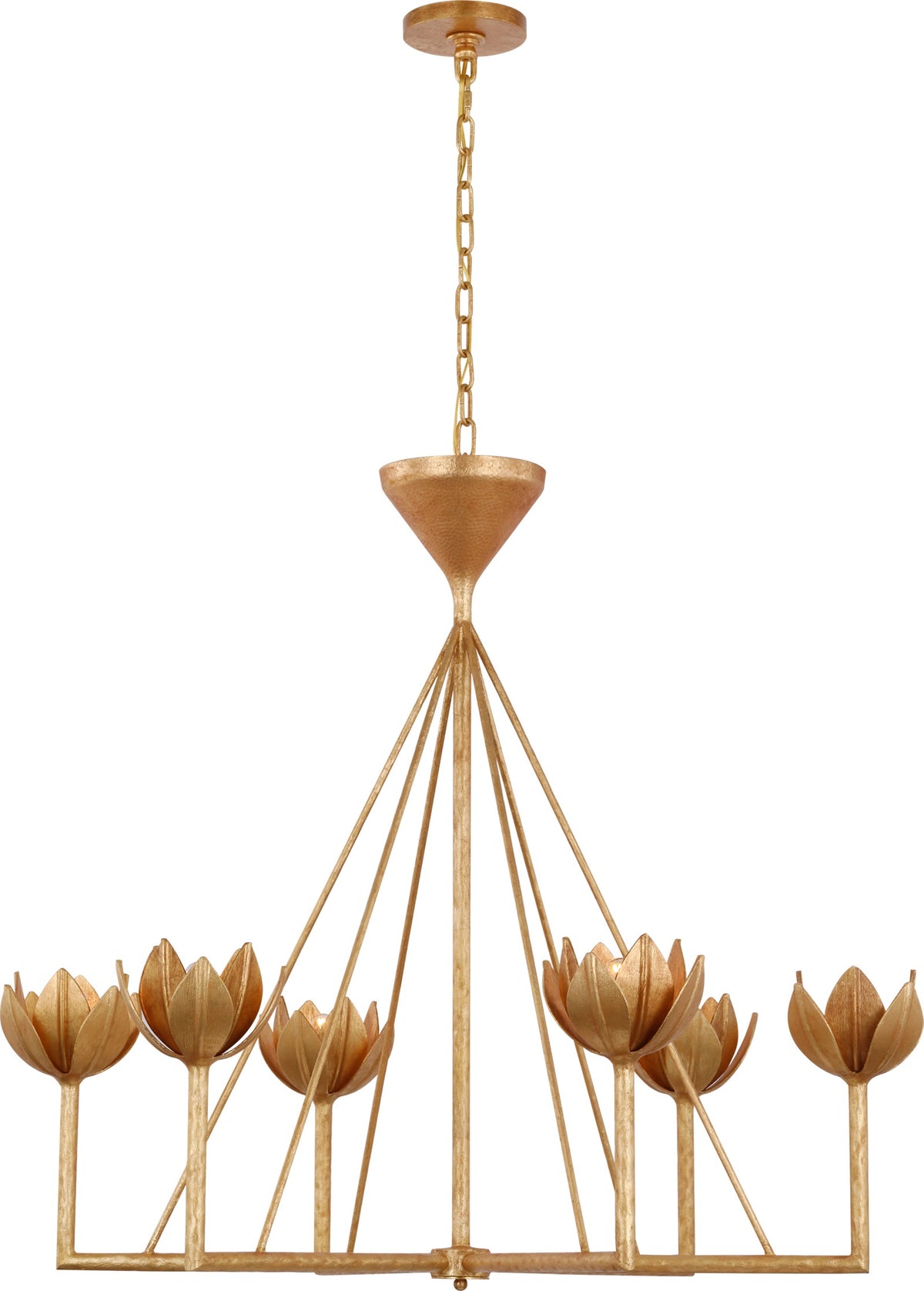 Alberto Large Low Ceiling Chandelier — Julie Neill for Visual Comfort & Co. — Antique Gold Leaf