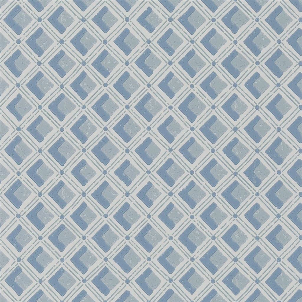 Amsee Geometric Slate Blue — Designers Guild tapet