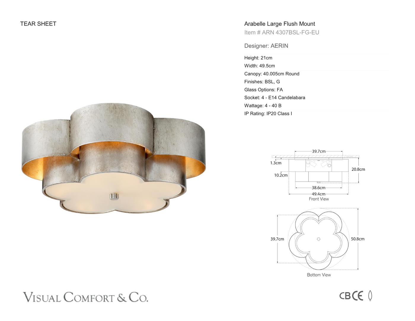 Arabelle Large Plafond måttskiss