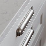 Queslett Cup-handtag — Satin nickel. Design by Richard Burke Design.
