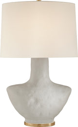 Armato Bordslampa Small — Kelly Wearstler for Visual Comfort & Co. — Porous White Ceramic with Oval Linen Shade