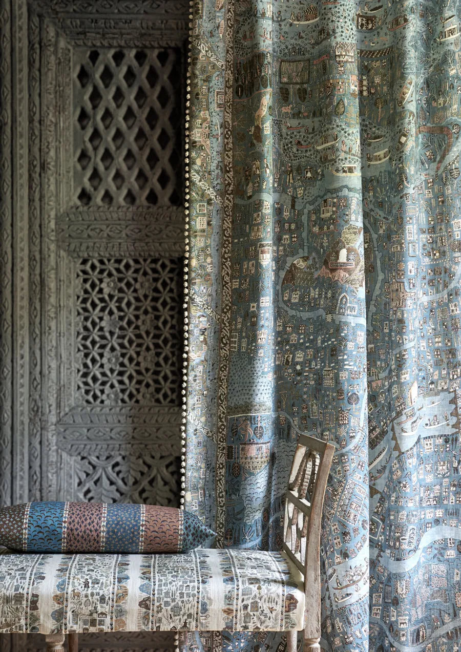 Asha Stripe Blue Almond — Lewis & Wood tyg