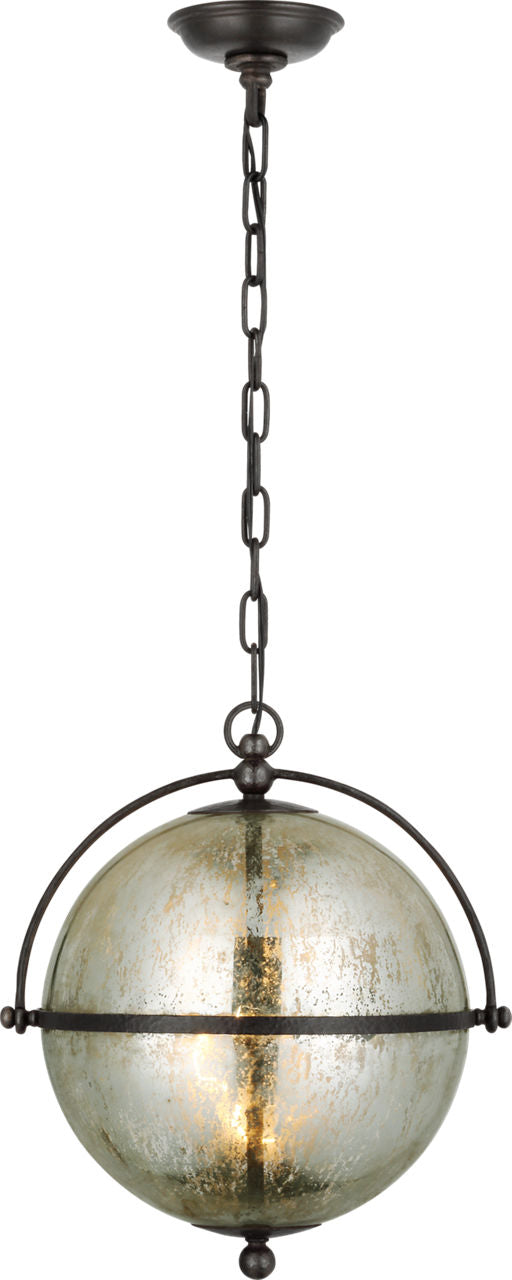 Bayridge Large Pendant — Chapman & Myers for Visual Comfort & Co. — Aged Iron with Antique Mercury Glass