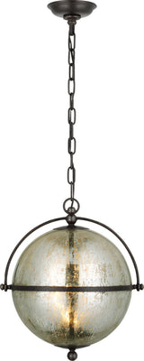 Bayridge Large Pendant — Chapman & Myers for Visual Comfort & Co. — Aged Iron with Antique Mercury Glass