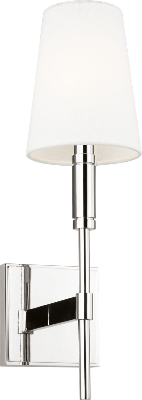 Beckham Classic Wall Light — Thomas O'Brien for Visual Comfort & Co. — Polished Nickel with Linen Shade