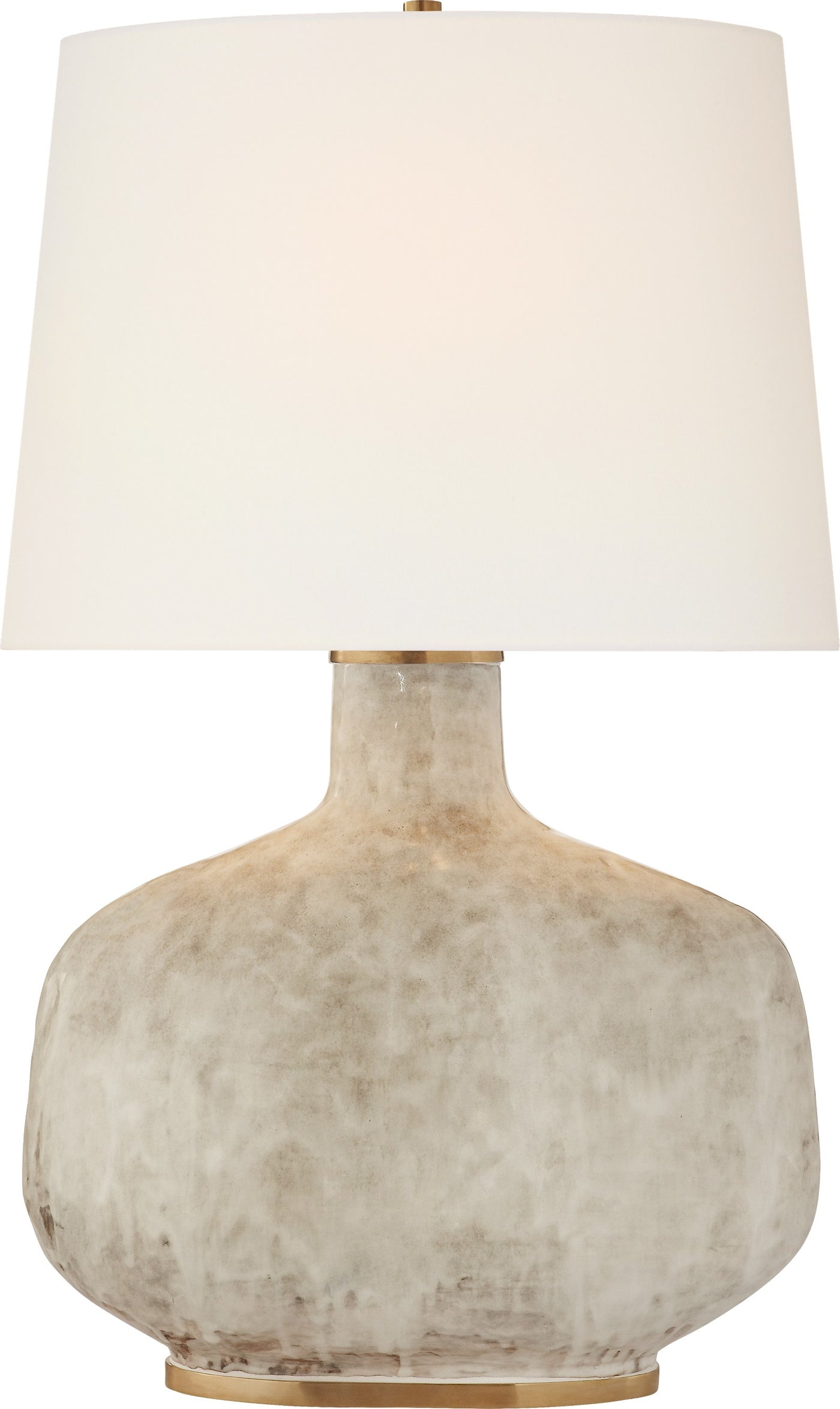 Beton Bordslampa Large — Kelly Wearstler for Visual Comfort & Co. — Antiqued White Ceramic with Linen Shade