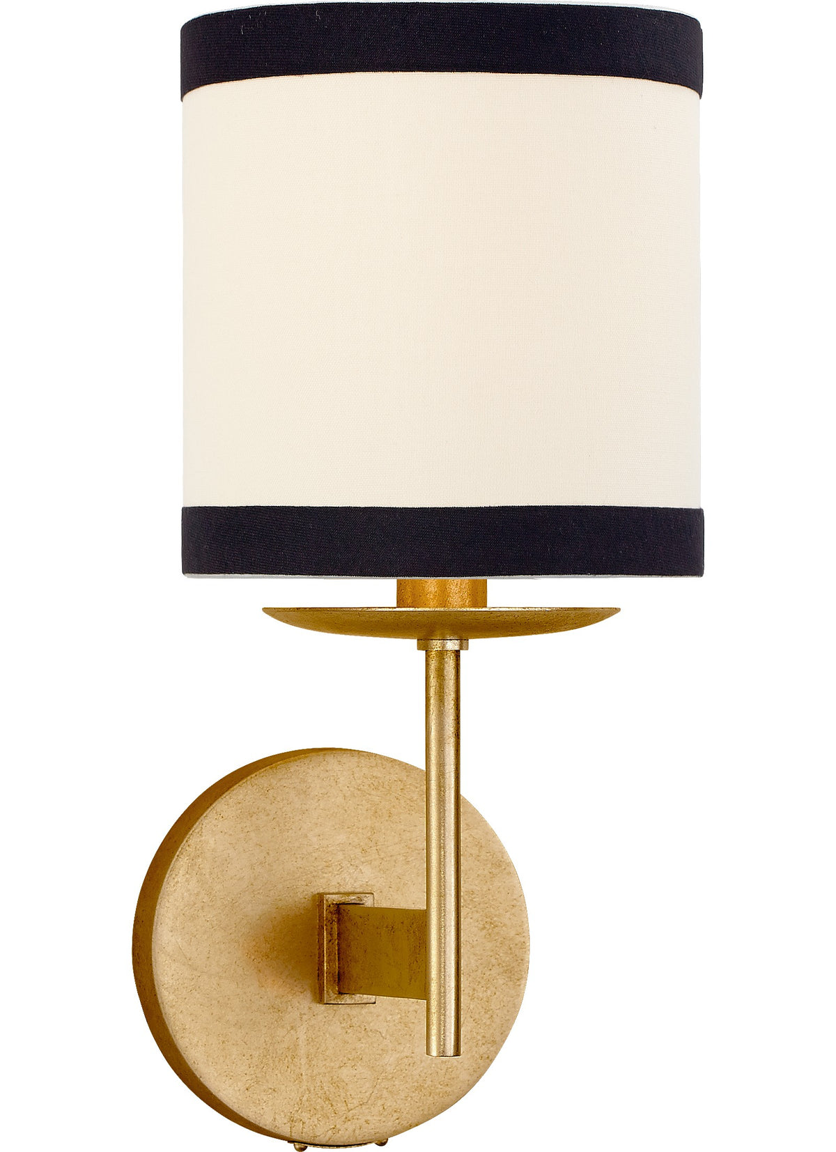 Walker Vägglampa Small — Visual Comfort for Visual Comfort & Co. — Gild with Cream Linen Shade with Black Linen Trim