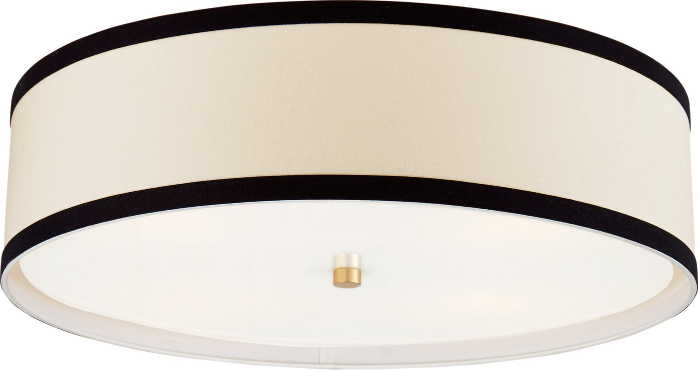 Walker Plafond — Visual Comfort for Visual Comfort & Co. — Gild with Cream Linen Shade with Black Linen Trim